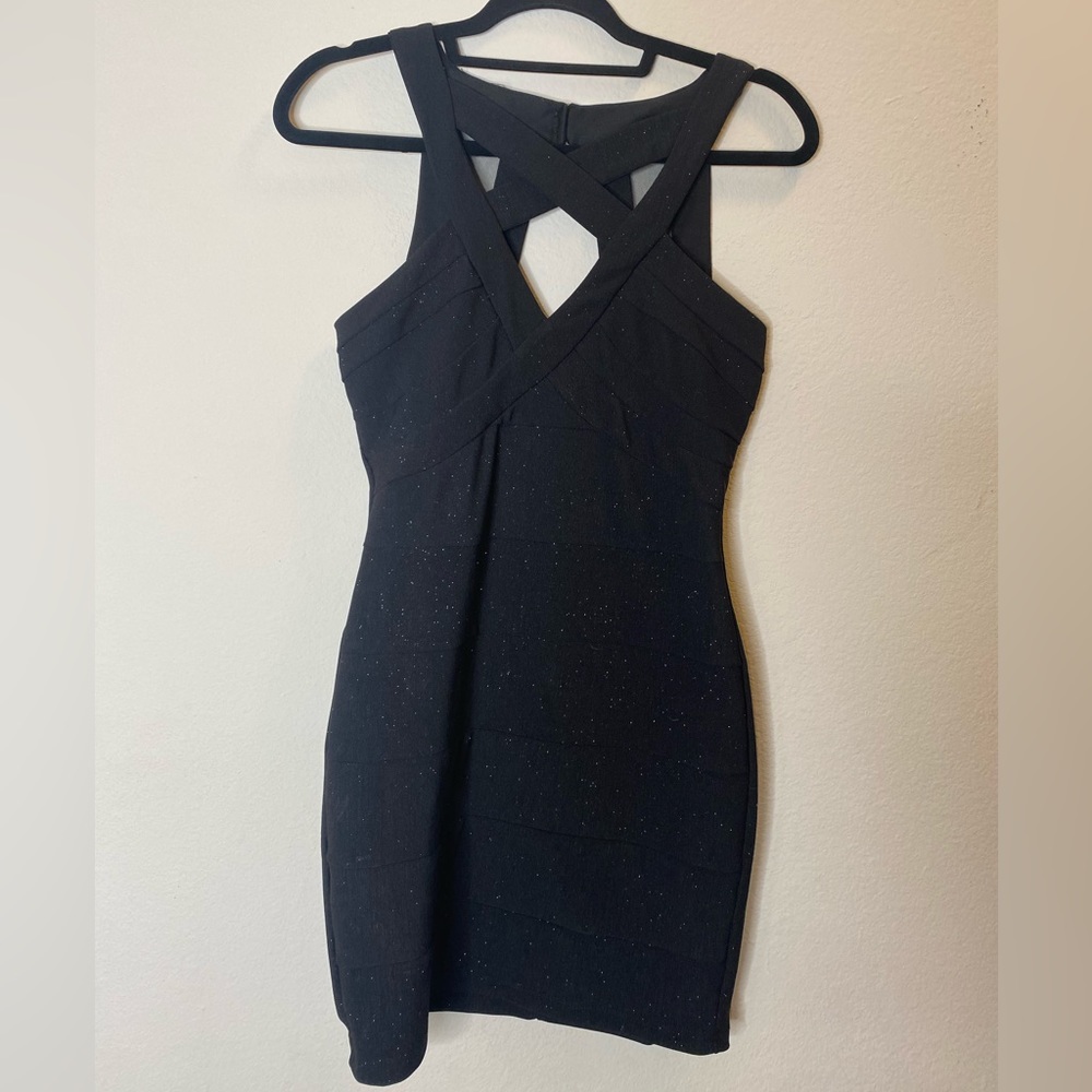 Ruby Rox black shimmer evening dress